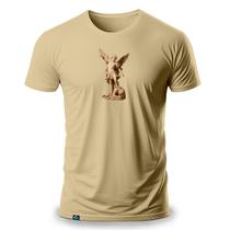 Camiseta Masculina com Estampa Arcanjo Miguel Protetor 100 Algodão Fio 30.1 Santo Anjo Catolicismo Católica Devoto Protetor Espiritual Luz Guerreiro