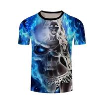 Camiseta Masculina Com Estampa De Caveira E Mulher Bonita, Verão, Dia Das Bruxas, Dia Dos Mortos,