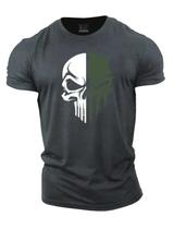 Camiseta masculina com estampa digital de caveira, fitness, manga curta, secagem rápida, respirável
