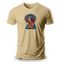 Camiseta Masculina com Estampa Geometria Divina de Maria 100 Algodão Fio 30.1 Nossa Senhora Aparecida Fátima Guadalupe Cristã Católica Mãe Divina Amor