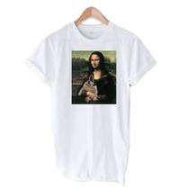 Camiseta Masculina Com Estampa Monalisa Bulldog Cachorro - Bellestoreoficial