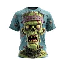 Camiseta Masculina Com Ilusão Óptica 3D De Zumbi, Manga Curta, Gola Redonda, Roupa De Festa De