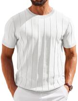 Camiseta masculina COOFANDY de manga curta tricotada branca