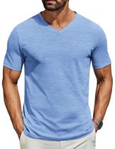 Camiseta masculina COOFANDY, manga curta, decote em V, casual, azul claro Camiseta masculina COOFANDY, manga curta, decote em V, casual, azul claro