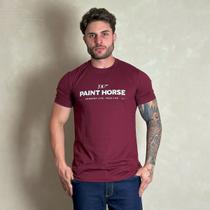 Camiseta Masculina Country Vinho Algodão Agro Paint Horse