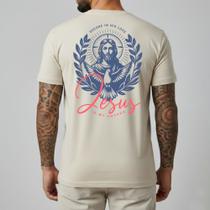Camiseta Masculina Cristã Jesus Costura Dupla Algodão Penteado Camisa Gospel Premium Caimento Slim Fit Camiseta Masculina Cristã Jesus Costura Dupla Algodão Penteado Camisa Gospel Premium Caimento Slim Fit