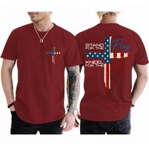 Camiseta masculina cristã Tuislay Stand for The Flag Ajoelhe-se para The Cross American Flag 4 de julho Jesus Faith Religious Burgundy tamanho S Camiseta masculina cristã Tuislay Stand for The Flag Ajoelhe-se para The Cross American Flag 4 de julho Jesus Faith Religious Burgundy tamanho S