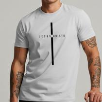 Camiseta Masculina Cruz Jesus Religião Básica Confortável Algodão
