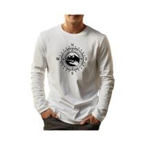 Camiseta Masculina De Algodão Com Corte Solto, Estampa De Compasso, Manga Longa, Esportiva E Casual,