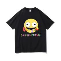 Camiseta Masculina De Algodão Com Estampa De Desenho Animado De Amigos Sorridentes, Camiseta Gráfica