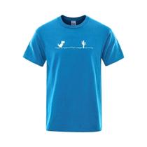 Camiseta Masculina de Algodão com Estampa de Dinossauro e Cacto - Estilo Casual