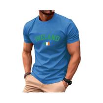 Camiseta Masculina De Algodão Oversized Com Estampa Da Bandeira Da Irlanda, Gola Redonda Macia De