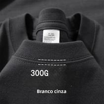 Camiseta Masculina De Algodão Pesado 300g, Manga Curta, Gola Redonda, Solta, Respirável, Básica Para