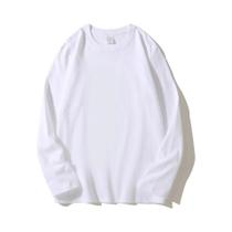 Camiseta Masculina De Algodão Pesado De Manga Longa, Cor Sólida, Estilo Coreano, 100% Algodão