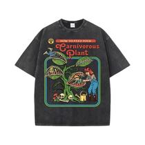 Camiseta Masculina De Algodão Respirável Com Estampa De Planta Carnívora, Macia, Casual De Verão,
