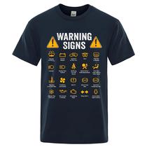 Camiseta Masculina De Algodão Tamanho Grande, Estampa Engraçada De Sinal De Advertência Para