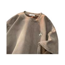 Camiseta Masculina De Camurça De Manga Curta, Estilo Retrô Americano, Tendência De Rua, Camisa