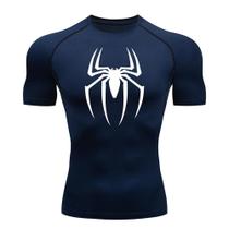 Camiseta Masculina De Compressão Com Estampa De Aranha De Secagem Rápida Respirável Para Academia E