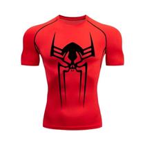 Camiseta Masculina De Compressão Com Estampa De Aranha, Secagem Rápida E Elástica Para Treino Na