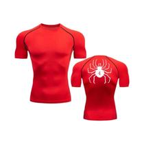 Camiseta Masculina de Compressão com Estampa de Aranha - Secagem Rápida para Academia e Treino