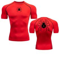 Camiseta Masculina de Compressão com Estampa de Aranha - Secagem Rápida para Academia e Treino