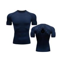 Camiseta Masculina de Compressão com Estampa de Aranha - Secagem Rápida para Academia e Treino