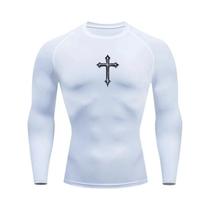 Camiseta Masculina De Compressão Com Estampa De Cruz Cristã, Secagem Rápida, Para Academia, Treino E