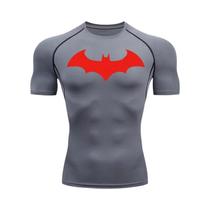 Camiseta Masculina De Compressão Com Estampa De Morcego, Secagem Rápida, Manga Curta, Para Treino,