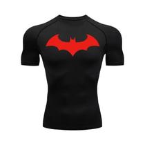 Camiseta Masculina De Compressão Com Estampa De Morcego, Secagem Rápida, Manga Curta, Para Treino,