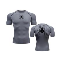 Camiseta Masculina De Compressão De Secagem Rápida Com Estampa De Aranha, Academia, Treino, Fitness,