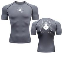 Camiseta Masculina De Compressão De Secagem Rápida Com Estampa De Aranha, Academia, Treino, Fitness,