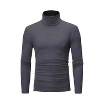 Camiseta Masculina De Inverno Quente Com Gola Alta, Manga Longa, Ajuste Slim, Elástica, Estilo
