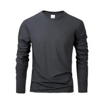 Camiseta Masculina De Manga Longa Preta Casual De Alta Qualidade Para Primavera E Outono
