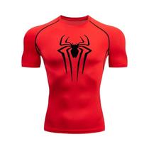 Camiseta Masculina De Secagem Rápida Com Estampa De Aranha De Compressão De Manga Curta Para Treino