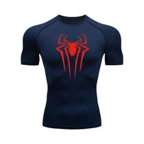 Camiseta Masculina De Secagem Rápida Com Estampa De Aranha De Compressão De Manga Curta Para Treino