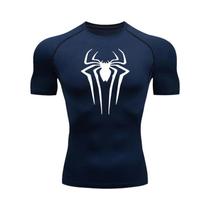 Camiseta Masculina De Secagem Rápida Com Estampa De Aranha De Compressão De Manga Curta Para Treino