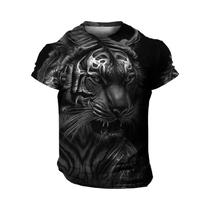 Camiseta Masculina De Secagem Rápida E Respirável Com Estampa 3D De Tigre Para Verão, Casual,
