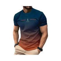 Camiseta Masculina De Secagem Rápida Para O Verão, Moda Casual Streetwear Com Estampa Gradiente 3D