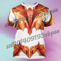 Camiseta Masculina De Verão Anime Saint Seiya Cosplay Manga Curta Estampada 3D Solta Gola Redonda