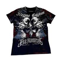 Camiseta Masculina De Verão Com Estampa De Caveira E Letras, Microelástica, Respirável, Gola