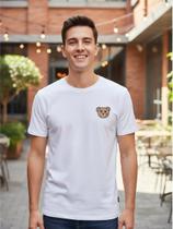 Camiseta Masculina De Verão Com Estampa De Urso Minimalista
