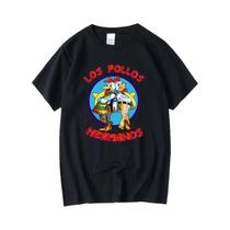 Camiseta Masculina De Verão De Manga Curta Em Mistura De Algodão Breaking Bad LOS POLLOS Com Estampa