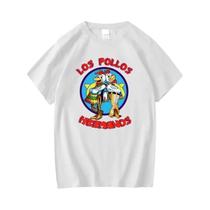 Camiseta Masculina De Verão De Manga Curta Em Mistura De Algodão Breaking Bad LOS POLLOS Com Estampa Camiseta Masculina De Verão De Manga Curta Em Mistura De Algodão Breaking Bad LOS POLLOS Com Estampa
