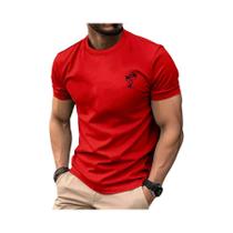 Camiseta Masculina De Verão Em Algodão Casual Com Gola Redonda E Manga Curta Com Estampa De Coqueiro