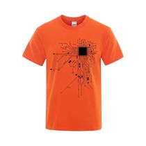 Camiseta Masculina De Verão Em Algodão Com Diagrama De Circuito De Processador CPU, Camiseta