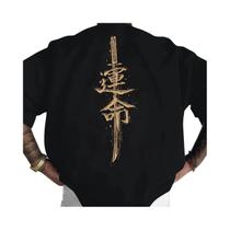 Camiseta Masculina De Verão Em Algodão Com Estampa De Espada Samurai, Gola Redonda, Manga Curta,