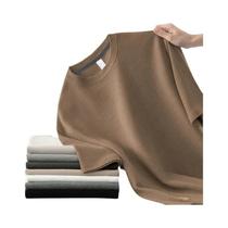 Camiseta Masculina De Verão Estilo Coreano Com Manga Curta, Tecido Waffle, Casual, Gola Redonda, Top