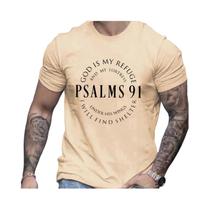 Camiseta Masculina De Verão, Folgada, De Algodão, Com Estampa De Letras Psalms 91, Casual, Gola