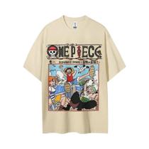 Camiseta Masculina De Verão Oversized De Algodão Respirável Com Tema De Quadrinhos ONE PIECE Para