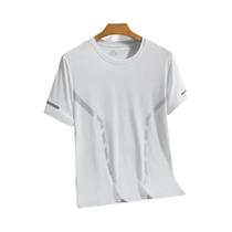 Camiseta Masculina De Verão Para Corrida Em Seda Gelada, Secagem Rápida, Estampa Refletiva, Camiseta Masculina De Verão Para Corrida Em Seda Gelada, Secagem Rápida, Estampa Refletiva,